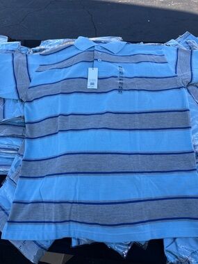 Men's Light Blue Striped Polo Shirt